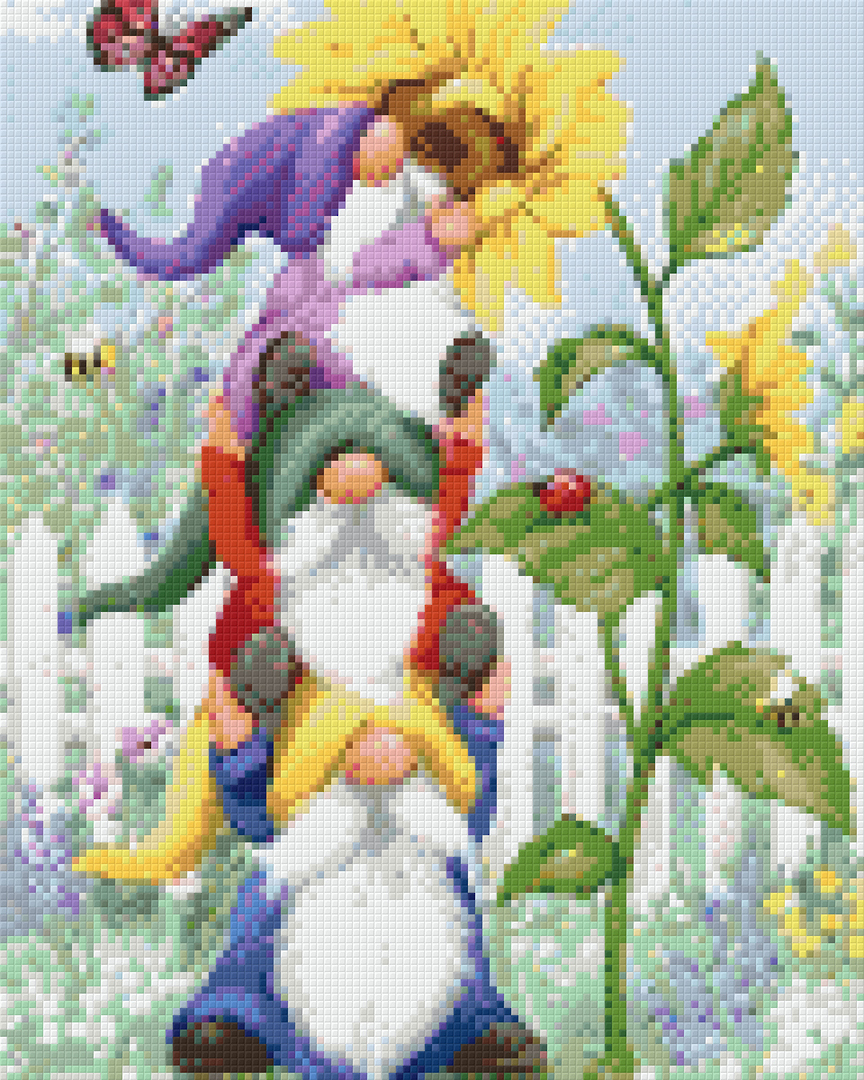 Sunflower Gnomes [9] Nine Baseplates Pixelhobby Mini Mosaic Art kit image 0